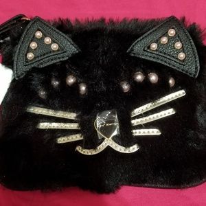 betsey johnson kitsch wristlet fuzzy cat